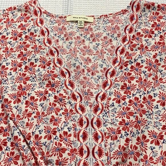 MAX STUDIO Floral Ruffled Sleeves Tie-waist Medium - Picture 2 of 9